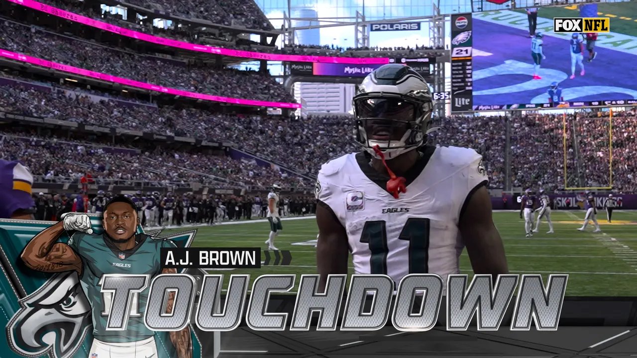 Jalen Hurts encontrou AJ Brown para seu segundo TD do jogo, ampliando a vantagem dos Eagles sobre os Vikings. Destaques da NFL | Jornal Metropolitano