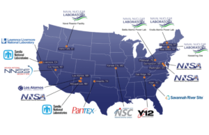 O mapa mostra os locais de armas nucleares que podem ser atingidos por uma licença importante