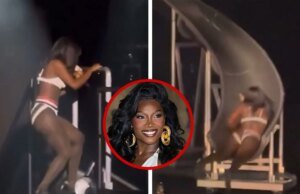 Doechii mostra botas vestidas com roupas íntimas em slides enquanto se apresenta em Nova York