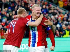 Erling Haaland marcou dois gols, elevando seu total na temporada para trinta – e colocou a Noruega à beira de sua primeira Copa do Mundo em 28 anos.