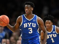 A noite de 25 pontos de AJ Dybantsa não é suficiente, já que o 7º lugar da BYU cai para o 3º lugar da UConn em Boston