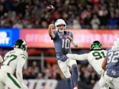 Drake Maye canta ‘MVP’ e leva Pats à 8ª vitória consecutiva