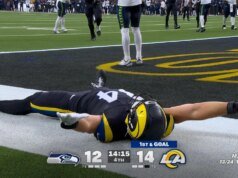 Matthew Stafford encontrou Colby Parkinson para um caça-tanques de seis jardas, ampliando a vantagem dos Rams sobre os Seahawks.