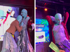 A filha distante de Elon Musk, Vivian Wilson, se apresenta em um evento drag do Bob Esponja