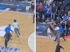 Clippers vs. Fan Storms quadra jogo Nuggets, segurança em patins