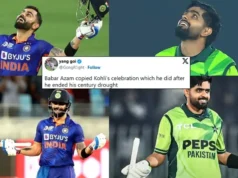 Babar Azam perseguido pelos fãs depois de imitar a celebração do século 71 da estrela paquistanesa Virat Kohli, após seu centenário no segundo ODI contra o Sri Lanka
