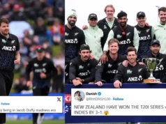 Os fãs explodem quando o brilhantismo de Jacob Duffy no boliche ajuda a série de focas da Nova Zelândia a vencer as Índias Ocidentais no 5º T20I