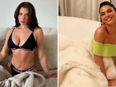 Celebridades abraçadas com cobertores