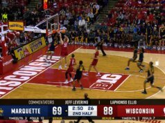 Adrian Stephens, da Marquette, derruba uma enterrada monstruosa contra Wisconsin