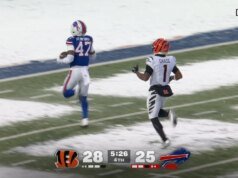 Christian Benford interceptou Joe Burrow e devolveu 63 jardas para um TD, dando ao Bills a liderança sobre o Bengals. Destaques da NFL